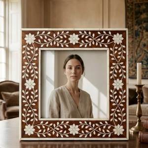 Green <b>White</b> Scalloped Floral Bone Inlay Waterproof Eco-Friendly Custom Vertical Wall Mount Photo <b>Frame</b> Artistic Handcrafted - Product Image 6
