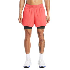 Shorts de sport pour hommes à séchage rapide, couleur corail, avec caleçons intégrés, taille élastique, coupe sportive, pour la course et l'entraînement - Prix de gros - Product Image 1
