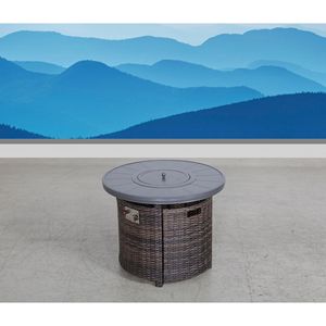 25\" H X 32\" W Espresso Aluminum Outdoor <b>Fire</b> <b>Pit</b> <b>Table</b> <b>with</b> Lid - Product Image 1
