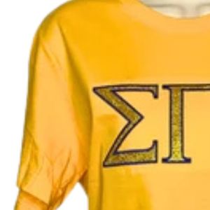 Camiseta de Mujer con Bordado de Purpurina Sigma Gamma Rho, Camiseta con Gráfico de Letras Griegas Brillantes, Manga Corta, Personalizada para Hermandades - Product Image 4