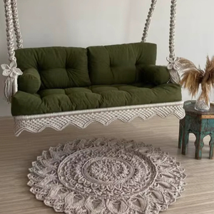 <b>Macrame</b> Balcony Swing, Garden Chair, Hanging Chair, Rocking Bed Swing, Hanging Porch Swing, Balcony Swing, Farmhouse Swing - Product Image 1