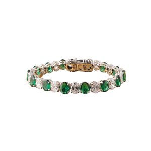 Bracelet tennis ovale 18,06 CT en diamant de laboratoire et zircone cubique, or blanc 14 carats, design de bijoux tendance - Product Image 1