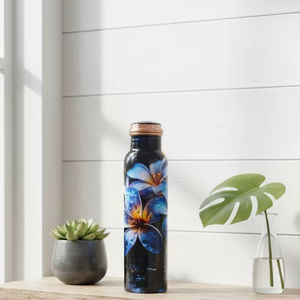 Botella de Cobre Estampada Estilo Botella de Cerveza, Decorativa de Lujo, Estética, para Almacenamiento en Cocina, a Prueba de Fugas, para Uso en Hoteles, Transparente con Diseño Floral - Product Image 4