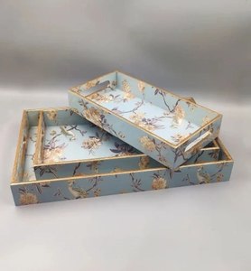 Premium Quality Star Crafts India Fancy Design MDF Wood Enamel Coated Polished Finish Rectangle Trays Dishwasher <b>Microwave</b> Safe - Product Image 1