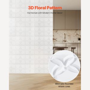 Set di 33 Pannelli Murali in PVC 3D con Motivi Floreali Minimalisti, Copertura 11,81 x 11,81 Piedi Quadrati, Piastrelle Decorative per Interni, 32 Piedi Quadrati - Product Image 4