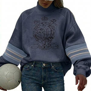 Oversized <b>Mock</b> <b>Neck</b> <b>Top</b> Women Warm Cozy Relaxed Fit Loose Structure Comfortable Everyday Wear Contemporary Apparel - Product Image 1