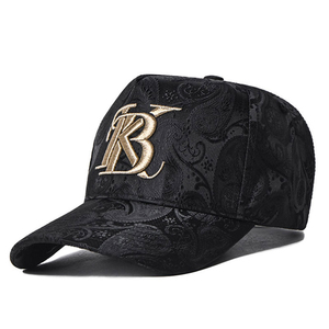Casquette de baseball unisexe à 6 panneaux 100 % coton satiné noir avec logo KB brodé, ajustable, pour adultes, style décontracté - Product Image 1