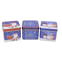 Offre directe d'usine Conteneurs en étain personnalisés Boîte en fer blanc de forme carrée Petite boîte en fer blanc Emballage pour Noël