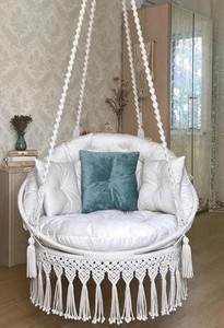 Macrame <b>Swing</b>, Hanging Chair, Hanging Cotton Macrame <b>Hammock</b> Chair, Macrame <b>Swing</b> Chair, Macrame Round <b>Swing</b>, indoor <b>swing</b> - Product Image 2