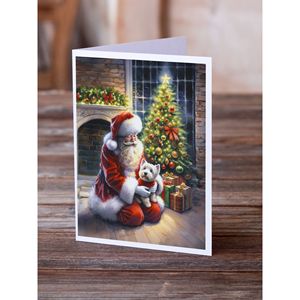 Whimsical Westie y Santa Claus A7 Tamaño 5x7 Tarjetas de felicitación en blanco Paquete de 8 Incluye sobres y tarjetas de notas - Product Image 2