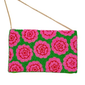 Bolso de mano portátil con bordado floral y cadena, hecho a mano con cuentas, personalizado para bodas, fiestas de lujo, de diseñador, para otoño, uso diario, a la moda. - Product Image 6