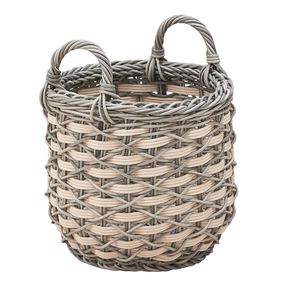 Zita 18 \ "X 18 \" X 19.6 \ "cesto multiuso in vimini tessuto resina bianco-grigio decorazione per la casa per asciugamano giocattoli manici - Product Image 3