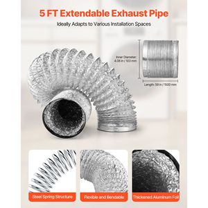Kit di Ventilazione per Asciugatrice da Interno 3 in 1 di Qualità Premium, Tubo di Scarico Estensibile da 4 Pollici e 5 Piedi con Secchio, Attrezzatura per Asciugatura - Product Image 4