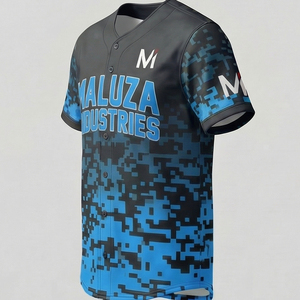 Maillot de baseball de haute qualité vert fluo camouflage numérique uniforme sportif respirant MALUZA INDUSTRIES - Product Image 4