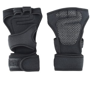 Gants de fitness demi-doigts noirs en néoprène respirant antidérapants avec sangle de poignet réglable pour la musculation unisexe - Product Image 1