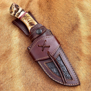 Cuchillo de Camping de Acero de Damasco, Hoja Fija de Espiga Completa, Cuchillo de Caza con Mango de Hueso, Fabricante Profesional de Cuchillos para Exteriores - Product Image 6