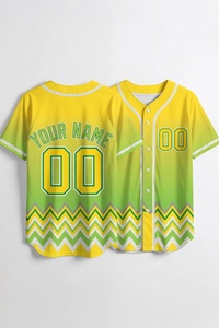 Maillot de baseball personnalisé noir, blanc et or dégradé pour homme, uniforme d'équipe à boutons, sublimation, tissu athlétique anti-humidité - Product Image 2