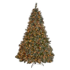 Albero di Natale misto in cashmere e setole di neve con 105 pigne e 1200 luci trasparenti, punte UL2317, diametro 69 pollici - Product Image 6