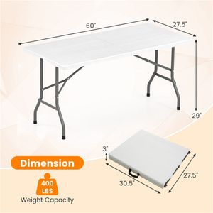 Tavolo Pieghevole Bianco in HDPE da 1,5 m, Capacità 180 kg, Leggero e Portatile per Campeggio - Product Image 4