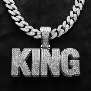 Collar con Colgante de Letra Personalizado para Hombre, Plata de Ley 925 con Moissanita |   Joyas Hip Hop Atrevidas con Efecto Hielo para Uso Diario - Product Image 2