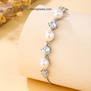925 Sterling Silver Round Zircon <b>Bracelet</b> for Women Elegant Handmade Chain <b>Bracelet</b> Rhodium Plated Lobster Clasp Fine Jewelry - Product Image 1