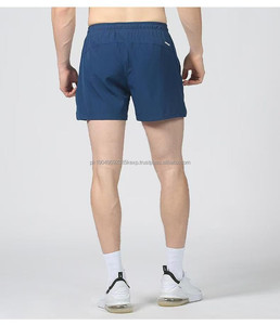 Pantalones cortos para correr para hombre, pantalones cortos deportivos elásticos de LICRA de poliéster transpirable, pantalones cortos de entrenamiento de secado rápido de Color sólido de estilo básico - Product Image 5