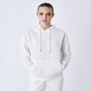 Sudadera con capucha de gran tamaño de peso pesado para mujer, sudadera de algodón liso larga bordada con logotipo personalizado del fabricante - Product Image 1