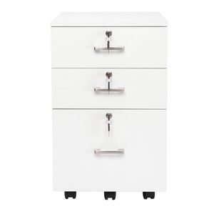 Armadietto Portadocumenti in Legno Bianco Effetto Venatura con 3 Cassetti - Product Image 5
