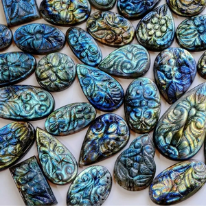 Pierre précieuse de labradorite naturelle de qualité supérieure, sculptée à la main, pour incrustation de bijoux |   Pierre de cristal flash |   Fournitures d'artisanat - Product Image 4