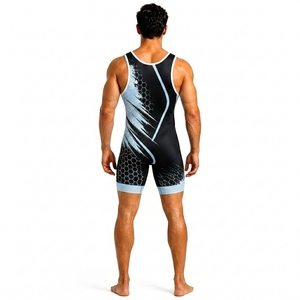 Men's Wrestling Singlet Sublimation Print Fitted Spandex Polyester Stretch Breathable Lightweight Adult Style - Product Image 2