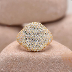 Chunky <b>Dome</b> Moissanite <b>Ring</b> Prong Setting Classic Wedding, Anniversary or Engagement <b>Ring</b> Women's Silver Rhodium Plated for gift - Product Image 1