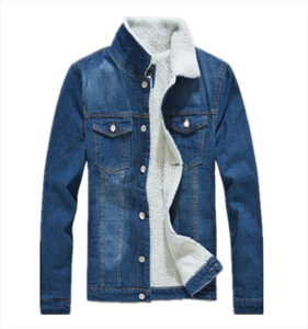 Unisex Vintage Washed <b>Denim</b> Bomber <b>Jacket</b> Casual Eco-Friendly Anti-Bacterial Wool <b>Lined</b> Baseball <b>Jacket</b> Custom Zip Streetwear - Product Image 2