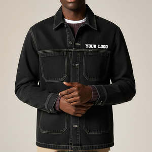 Veste en jean sur mesure à prix de gros, design élégant, séchage rapide, coupe-vent, couleur noire unie, broderie, veste en jean vintage - Product Image 1