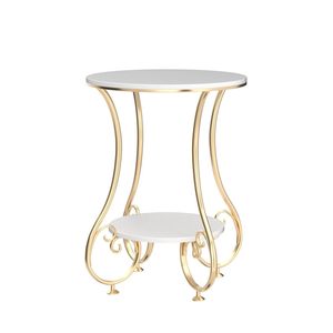 Table d'appoint traditionnelle en métal et marbre, mobilier antique pour salon, idéale pour les intérieurs de café, les zones de réception de bureau et l'agencement des collations - Product Image 4