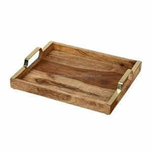 Handcrafted Wooden Serving Tray Rectangle <b>Rustic</b> Design With Metal Handles <b>Decorative</b> Trays For <b>Home</b> Kitchen Use - Product Image 5