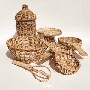 Combo hand-woven play kitchen utensil & cookware rattan cooking <b>tool</b> <b>toy</b> baby pretend <b>toys</b> - Product Image 1