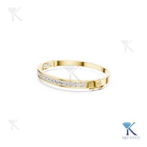 3.50 mm Classic Lab Grown Diamond Channel Bracelet Hinge <b>Bangle</b> <b>Solid</b> <b>Gold</b> 14K 18K Elegant Minimalist Unisex Gift Fine Jewellery - Product Image 3