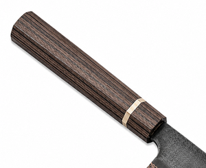 Cuchillo de Trinchar de Acero de Damasco y Cobre con Elegante Mango de Madera Wenge y Latón, Herramienta Profesional para Cocina y Camping, para Carne, Bricolaje, OEM - Product Image 2