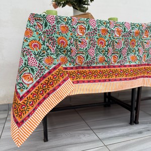 Elegant Indian Print <b>Tablecloth</b> Floral Pattern Cotton Linen <b>Square</b> Classic Style Washable Home Use - Product Image 3