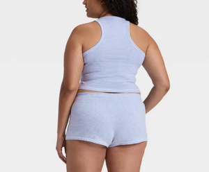 Ensemble pyjama personnalisé OEM avec logo pour femme : débardeur et short en jersey, vêtements de sport respirants et très extensibles, lingerie féminine - Product Image 4
