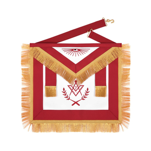 Directo de Fábrica: Delantal Masónico de la Francmasonería Red Lodge, Piel de Cordero Blanca con Bordado de Hilos de Oro, Delantal Ceremonial de la Francmasonería Red Lodge, Todos los Accesorios Masónicos - Product Image 1