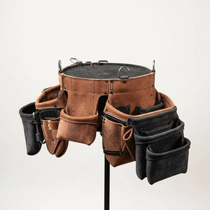 Cow Hide Full Grain Leather Modern Construction Tool Featuring Multiple Organizer Pouches Secure <b>Hammer</b> <b>Holder</b> Durable Alloy - Product Image 1