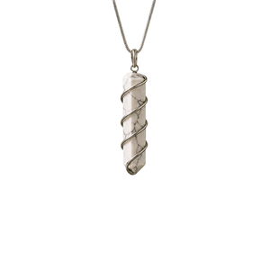 Collier pendentif crayon en howlite, unisexe, religieux, hindou, forme hexagonale, anniversaire - Product Image 1