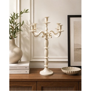 Candelabro Decorativo de Metal Premium, Color Beige, Recubrimiento en Polvo de Aluminio, 5 Brazos, Ecológico, Duradero, Portátil, para Decoración del Hogar y Bodas - Product Image 1