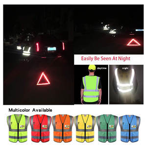 Chaleco reflectante multibolsillos con tiras reflectantes, chaleco de seguridad para trabajo en construcción, para exteriores, mezcla de amarillo y azul, color personalizado - Product Image 6