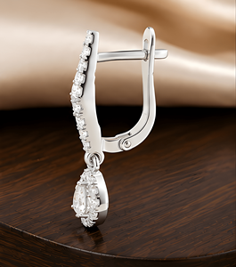 Lab Grown Diamond Hoop Drop <b>Earrings</b> | Pear Shape Dangle <b>Earrings</b> | Luxury <b>Fine</b> Jewelry for Women - Product Image 4