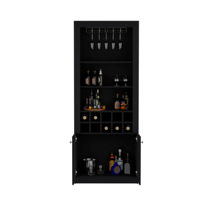 Mueble Bar Alto con Soporte para Copas, Cuatro Estantes de Almacenamiento, Diez Compartimentos para Botellas de Vino, Almacenamiento Multiusos Moderno - Product Image 1