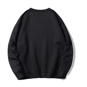 Unisex <b>Black</b> Crew Neck Sweatshirt With <b>Heart</b> Pattern Printed Oversized Pullover Casual Knitted Autumn Wear - Product Image 2