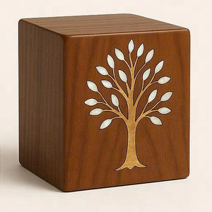 Urne funéraire en bois de style américain faite à la main avec incrustation de nacre, prix d'usine, urne commémorative pour animaux de compagnie, bébé, fabriquée au Vietnam - Product Image 1