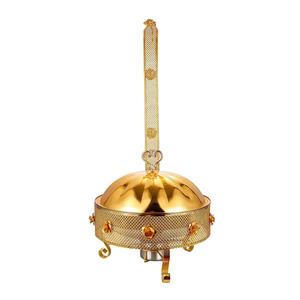 Plat à chafing en acier inoxydable avec support doré, revêtement céramique antiadhésif, compatible four, diamètre 33 cm, chauffe-plats de luxe pour buffet d'hôtel - Product Image 2